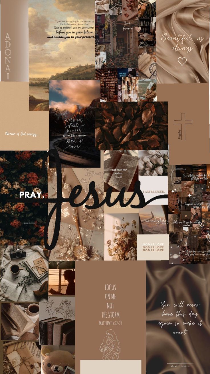 a collage of images with the word jesus on them