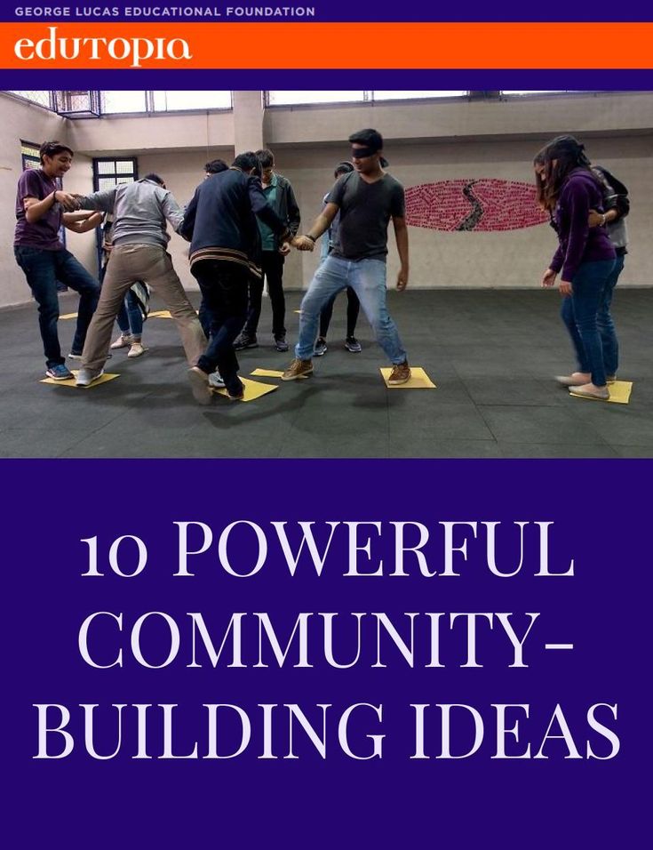 a group of people standing around each other in a building with the words 10 powerful community - building ideas