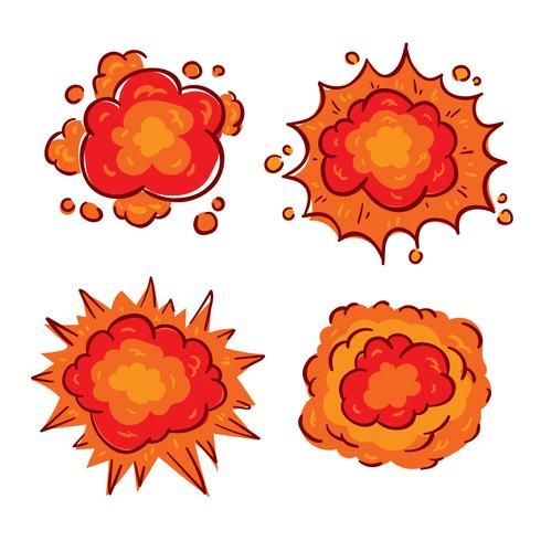 an orange and red explosion set on a white background