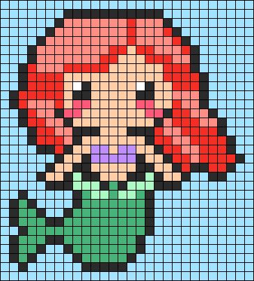 the little mermaid is made out of pixellated pixels, and it looks like she's smiling