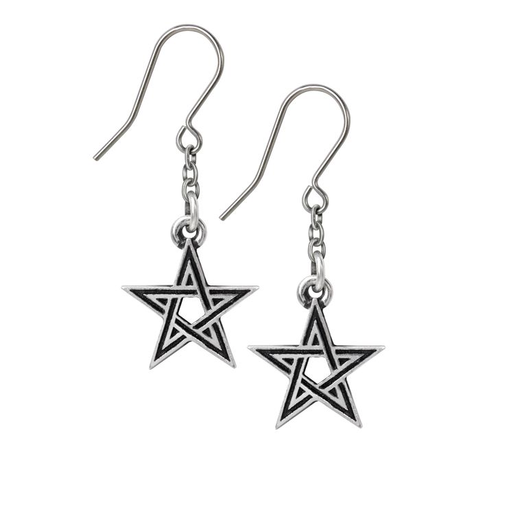 Stand out with these stylish and modern unisex nu goth black star pewter earrings. perfect for any occasion, these earrings will make a statement. shop now! Alchemy Gothic Jewelry, Alchemy Jewelry, Pewter Earrings, Alchemy Gothic, Goth Earrings, Gothic Metal, Metal Girl, Gothic Jewelry, Stunning Earrings