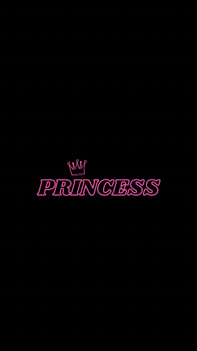 the princess logo is lit up on a black background with pink lettering and a crown