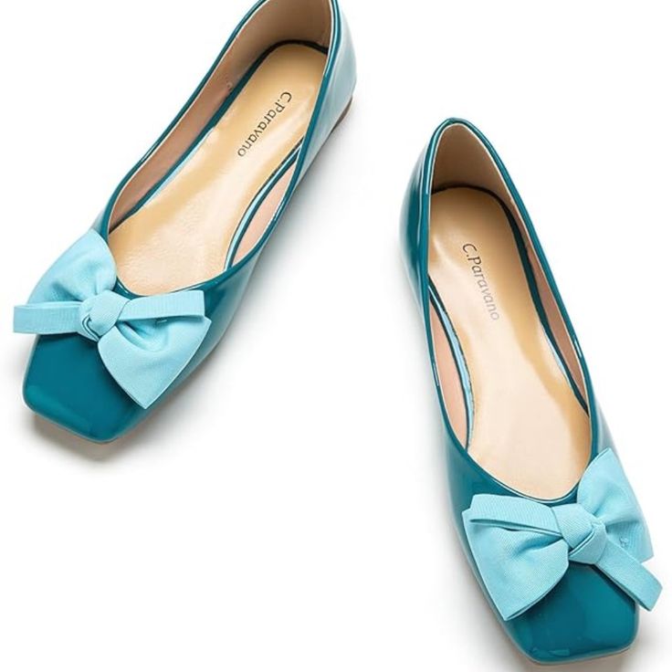 Color: Peacockblue Lambskin Insole & Patent Leather (Micro Fiber) Ballet Flats: 0.6 Inch & Come A Set Of Heel Grips Square Toe & Flower Ballet: These Women's Flats Are Designed Provide More Room With Considered Cushioned Foot-Bed, For Ultimate Comfort Flats Flat Patent Leather Shoes: Eye Catching Flats-Adorable Bow Design Up On Solid Shining Patent Leather, Lambskin Inner Sole Provided Breathable Feeling110 Romantic Shoes, Color Peacock, Festival Shoes, Square Toe Shoes, Chic Flats, Women's Slip On Shoes, Bow Flats, Platform Loafers, Womens Ballet Flats