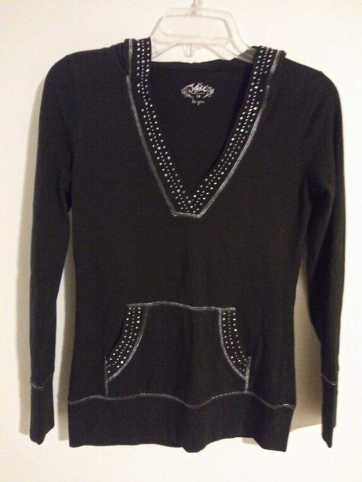 Girl's JUSTICE Black/Silver "Bling" Hooded Long Sleeve Top Size 14. Silver Bling, Cashmere Sweaters, Long Sleeve Top, Black Silver, Long Sleeve Tops, Sleeve Top, Cashmere, Long Sleeve, Silver