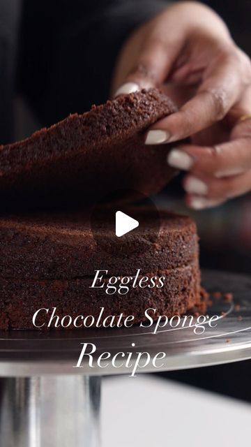 a chocolate sponge cake on a plate with the words leglesss chocolate sponge recipe