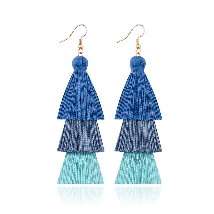 The new fringed earrings are extremely beautiful, and can be matched with any long skirt and hairstyle to add extra points to your look! Product Information: Length: 10.5cm Weight: 10.5g Elegant Summer Tassel Chandelier Earrings, Elegant Summer Chandelier Earrings With Tassels, Blue Bohemian Tassel Earrings, Bohemian Blue Fringe Tassel Earrings, Summer Latkan Tassel Dangle Earrings, Elegant Fringe Tassel Earrings For Beach, Blue Dangle Tassel Earrings With Fringe, Summer Tassel Dangle Earrings, Elegant Tassel Earrings With Fringe For Beach