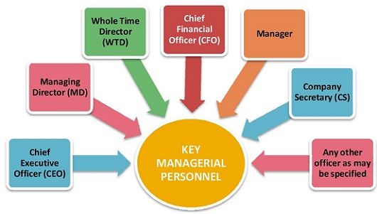 a circular diagram with key managers and their roles in the management process, including chief director