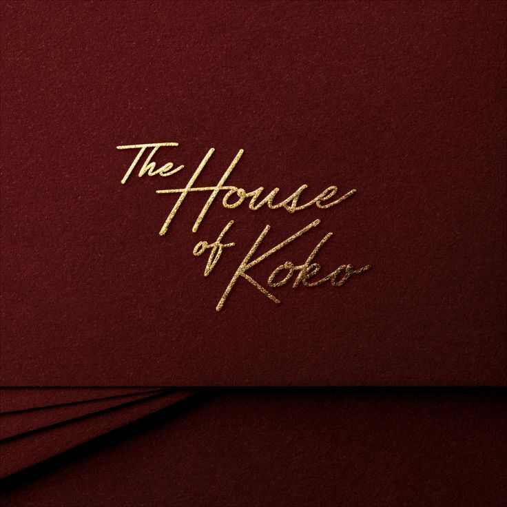 the house of koro logo on four red envelopes with gold foiled lettering