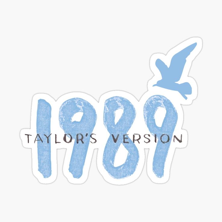 taylor's version sticker is shown in blue and has an image of a bird flying over it