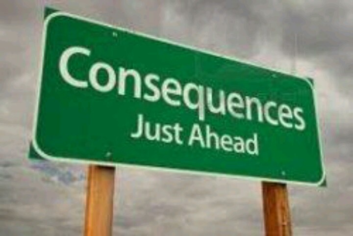 a green sign that says consequents just ahead in front of a cloudy sky