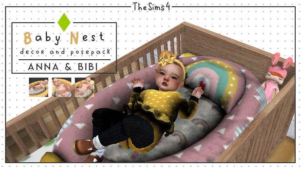 a baby is laying in a crib with the name baby nest on it's side