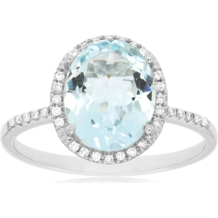 Royal 14K White Gold Aquamarine & Diamond Ring - Serene Blue Beauty Elegant Topaz Ring With Center Stone, Elegant White Gold Topaz Gemstone Ring, Elegant Sapphire Ring With Halo Design For Formal Events, Elegant 14k White Gold Topaz Ring, Elegant Oval Topaz Ring, Elegant Oval White Gold Topaz Ring, Elegant Oval Topaz Ring With Center Stone, Blue Diamond Ring For Formal Occasions, Elegant Formal Rings With Blue Topaz