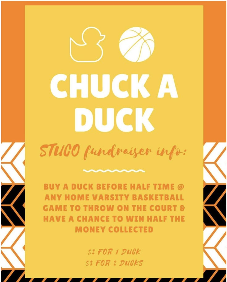 the flyer for chucka duck's fundraiser event, which features an image of a basketball