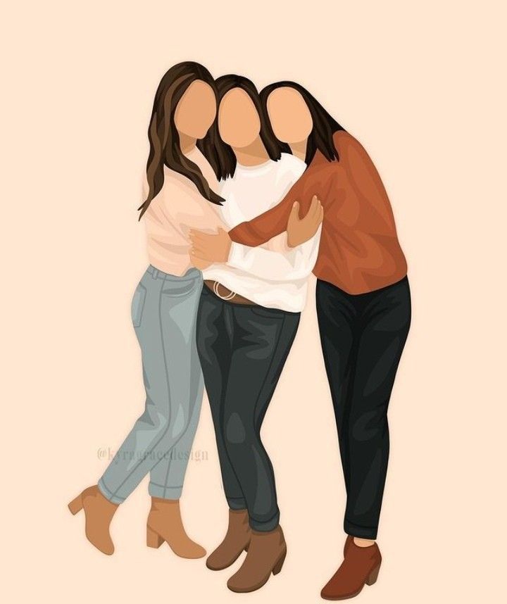 three women hugging each other with their arms around one another