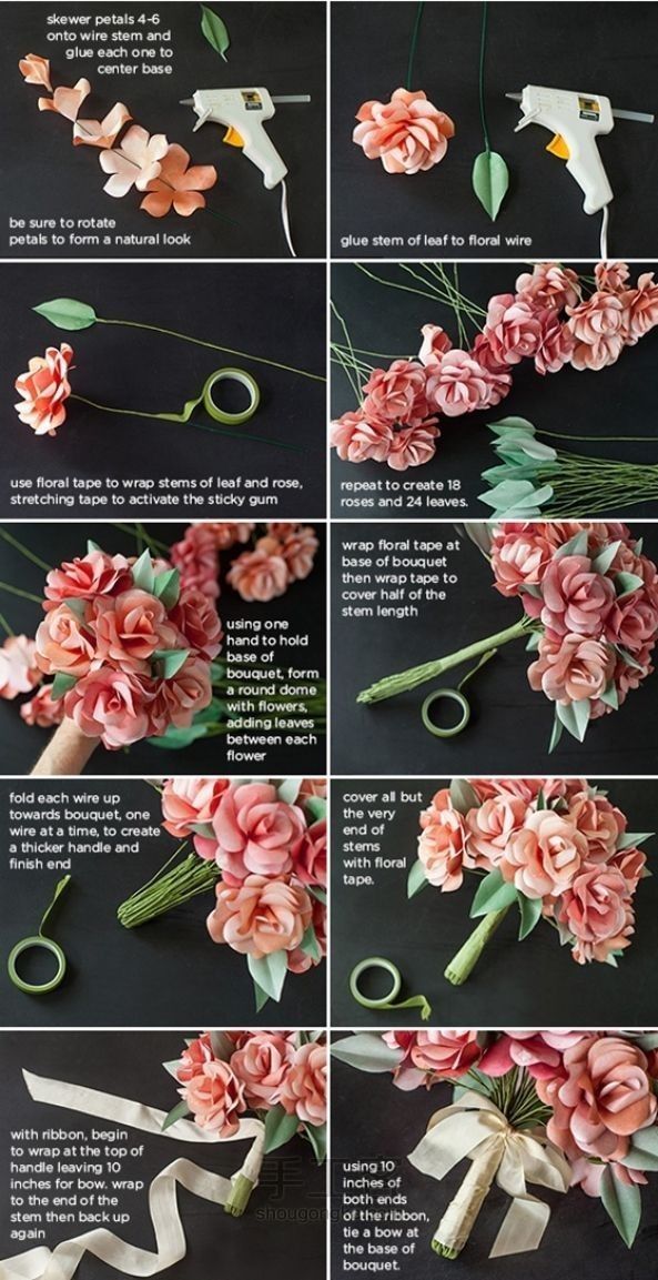 how to make paper flowers with ribbon and scissors - step by step instructions on how to make them