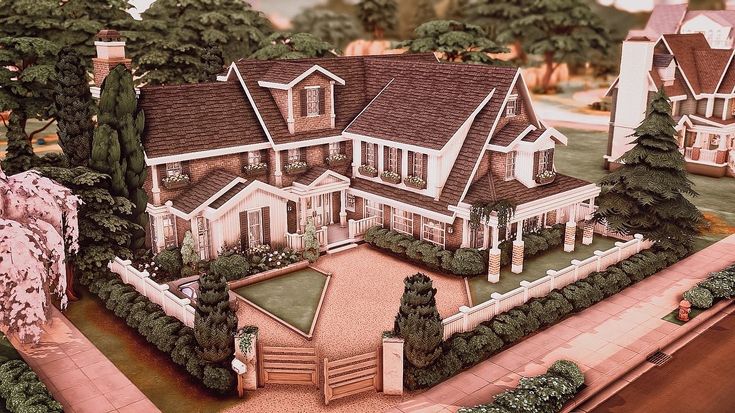 this is an artist's rendering of a large house in the middle of trees