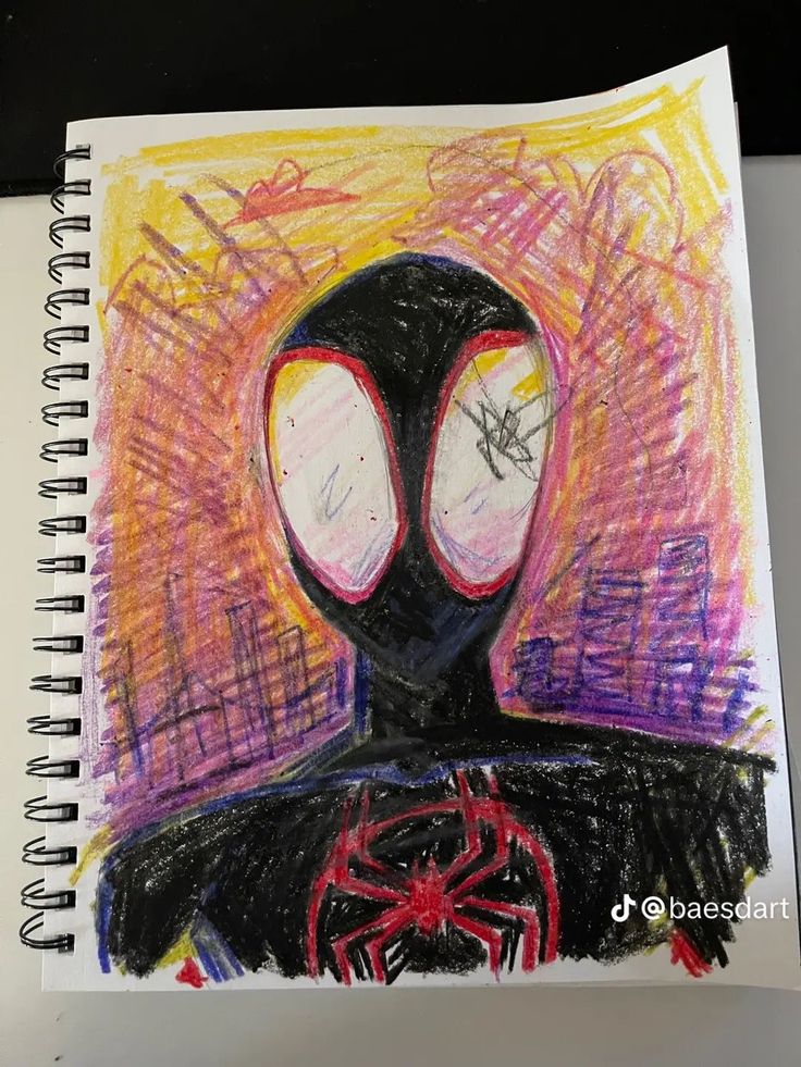 a drawing of a spider man with his eyes closed