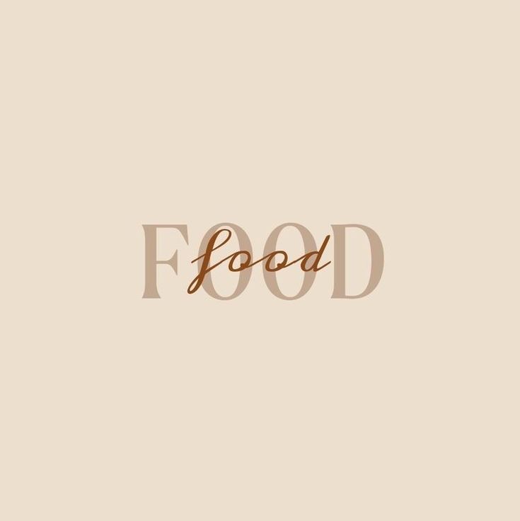 the word food written in brown on a beige background