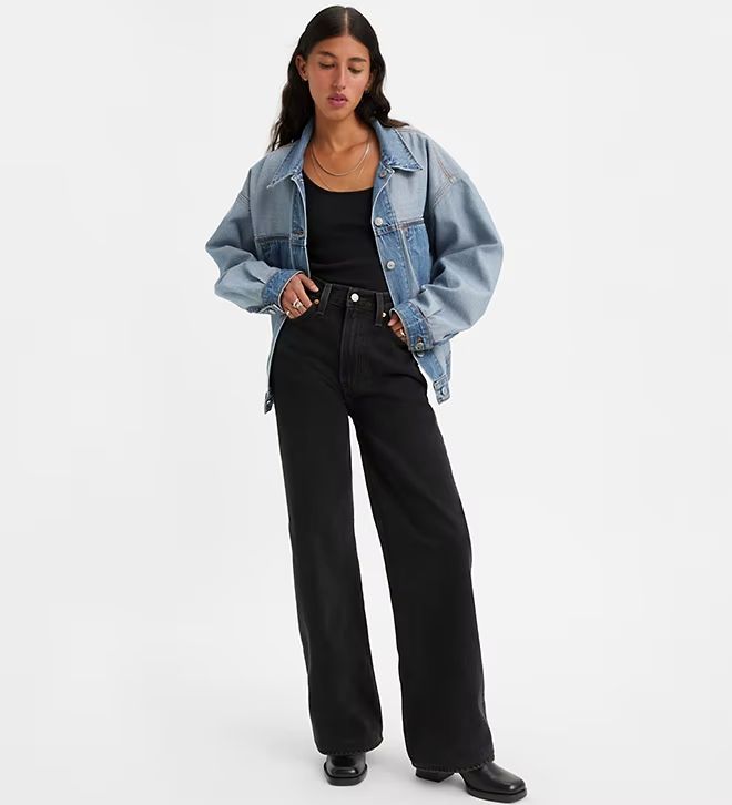 Ribcage Wide Leg Women's Jeans - Black | Levi's® CA Levis Ribcage Jeans, Levi's Ribcage, Ribcage Jeans, Rosie Posie, Levis Ribcage, High Waist Wide Leg Jeans, Black Levis, Dad Jeans, Levis Women