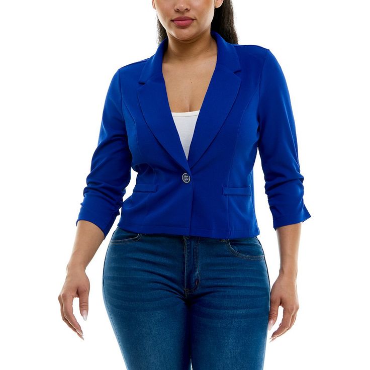 Confidence comes easy with this women's cropped blazer from Nina Leonard. Confidence comes easy with this women's cropped blazer from Nina Leonard.Click on this WOMEN'S GUIDE to find the perfect fit and more! FIT & SIZING 21-in. length from shoulder to hemFABRIC & CARE Polyester, spandex Machine wash - Delicate Imported Size: Large. Color: Dark Blue. Gender: female. Age Group: adult. Trendy Blue Cropped Jacket For Work, Fitted Cropped Jacket With Button Closure, Chic Cropped Blue Blazer, Cropped Jacket With Notch Lapel And Button Closure, Cropped Blazer, Blue Gender, Clothing Size Chart, Womens Clothing Sizes, Women Crop