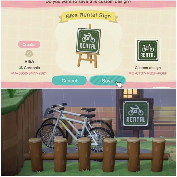 two screens showing bikes parked next to each other in front of a sign that says bike rental