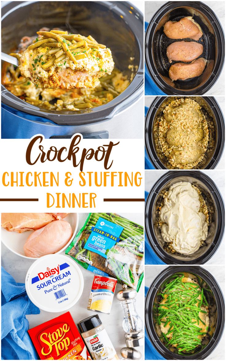 crockpot chicken and stuffing dinner is shown here