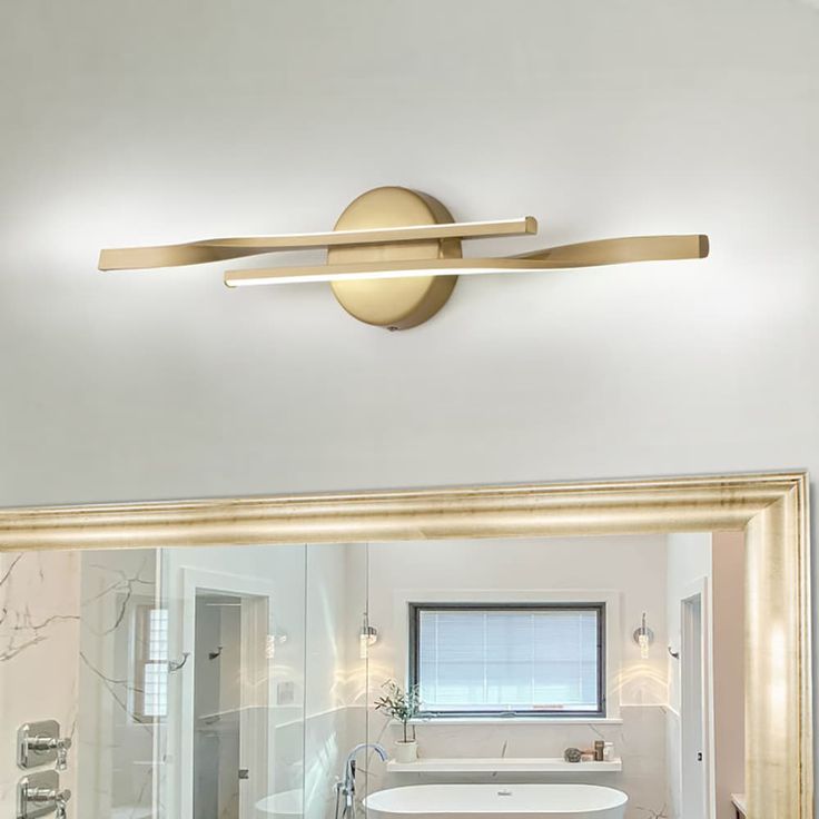 This bathroom vanity light adopts a spiral lamp body, showcasing a minimalist design concept. Made of high-quality aluminum metal, it is exquisitely crafted and not prone to rust or corrosion. The vanity light fixture is perfect for modern aesthetics, its eye-catching design and clean look will surely elevate the atmosphere. Its simple lines bring an eternal luxury charm, suitable for various scenarios such as makeup mirrors, bedside, home offices, corridors, etc. EDISLIVE 23.6-in 2-Light Gold L Led Vanity Lights, Dome Pendant Lighting, Contemporary Vanity, Vanity Light Fixtures, Bathroom Vanity Light, Modern Baths, Led Vanity, Bath Vanity Lighting, Bath Bar