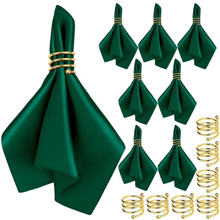 PRICES MAY VARY. Package contents: you will receive 8 packs of dark green satin cloth napkins and 8 pieces of gold classic napkin rings, which, with their simple but elegant design, are suitable for various occasions and will almost never go out of date; these satin napkins and napkin rings will greatly enhance the decoration level of your house, adding more sense of design Size information: each satin cloth napkin measures 17 x 17 inches/43 x 43 cm in size, which is fit for decorating a table t Design Objet, Birthday Dinner Party, Fabric Napkin, Fabric Table, Cloth Napkin, Birthday Dinner, Birthday Dinners, Table Napkins, Wedding Napkins