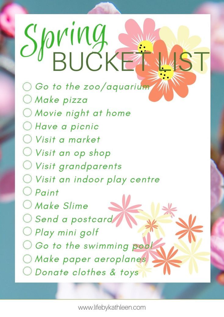 a spring bucket list with flowers on it