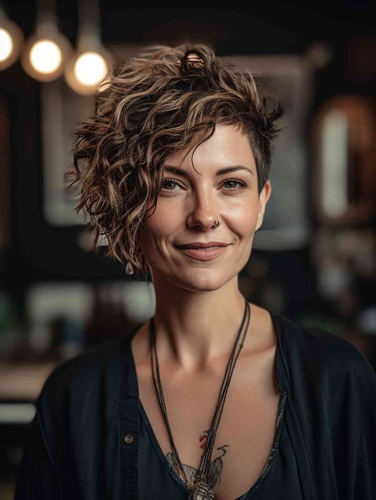 Pelo Bob Ondulado, Short Wavy Haircuts, Wavy Haircuts, Short Curly Haircuts, Mohawk Hairstyles, Haircuts For Curly Hair, Short Wavy Hair, Short Bob Haircuts, Short Wavy