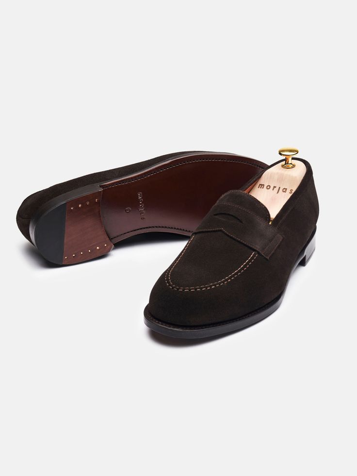 - Crafted by hand in Spain
- Full leather lining
- Split-grain suede
- Goodyear welted construction
- Single leather sole    Launched in 2017, The Penny Loafer is our take on a classic staple — Refined and developed for over five years, resulting in a contemporary silhouette that works great with both casual and formal outfits. A superb partner for everyday wear, handcrafted in Almansa with a Goodyear welt, ensuring you can wear them for years to come.    Fits large in size  We recommend selecti Classic Business Loafers With Suede Lining, Classic Moccasins With Suede Lining, Classic Business Oxfords With Suede Lining, Classic Oxfords With Suede Lining For Business, Formal Outfits, Shoe Tree, Penny Loafer, Goodyear Welt, Formal Outfit