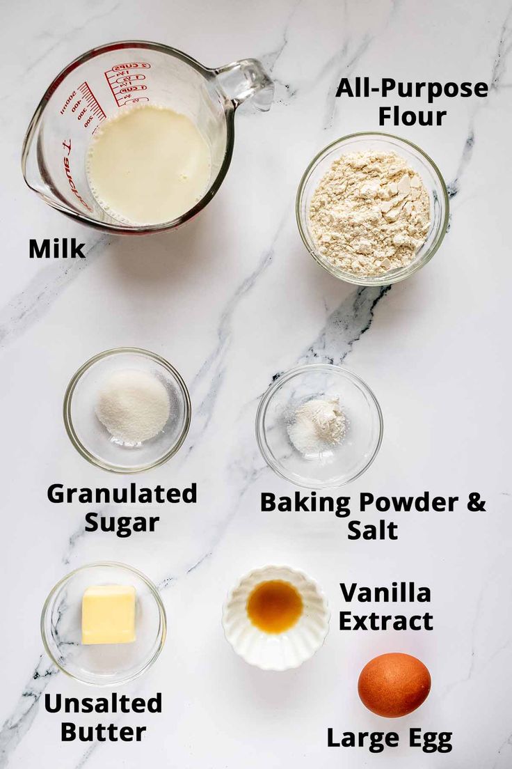 ingredients needed to make an egg muffin recipe on a marble countertop with text overlay