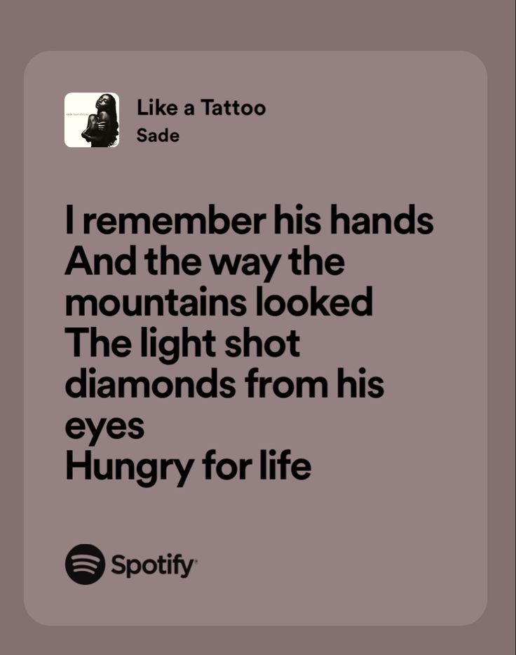 the text reads, i remember his hands and the way the mountains looked the light shot diamonds from his eyes hungry for life