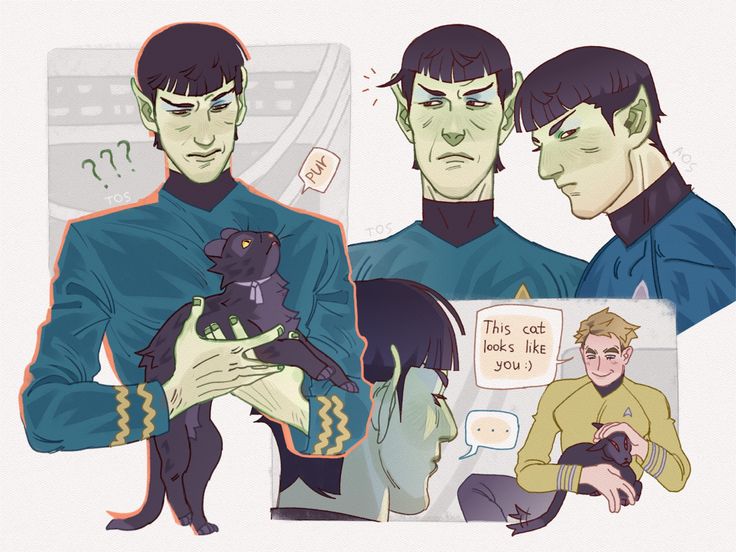 some people are holding cats and one is wearing a star trek uniform