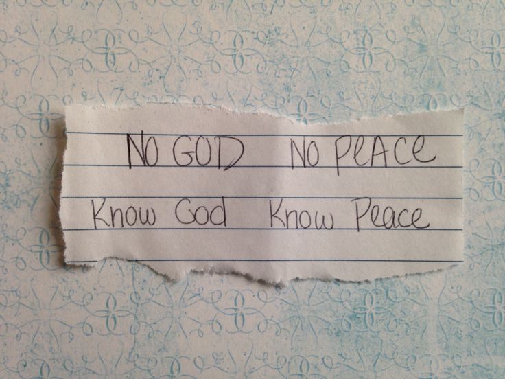 a piece of paper with writing on it that says, no god no peace know god know