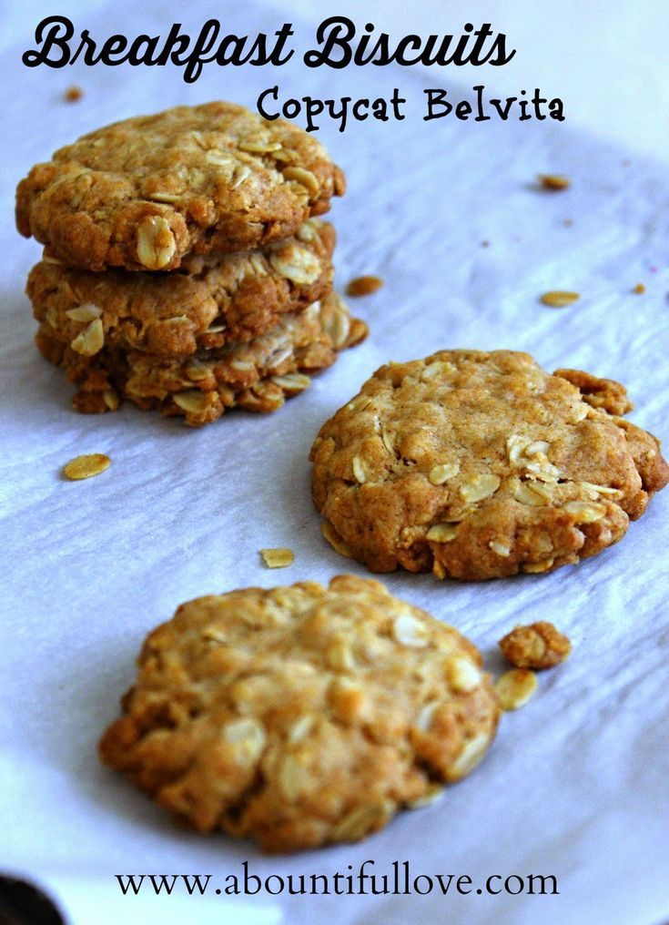 three oatmeal breakfast biscuits sitting on top of a paper towel