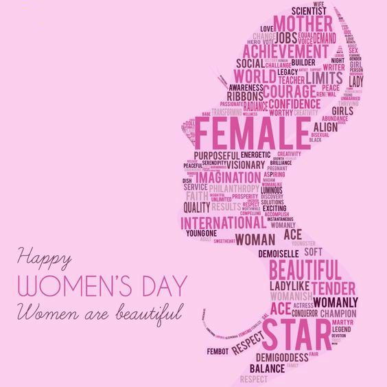 a woman's day word cloud with the words women in different languages on it