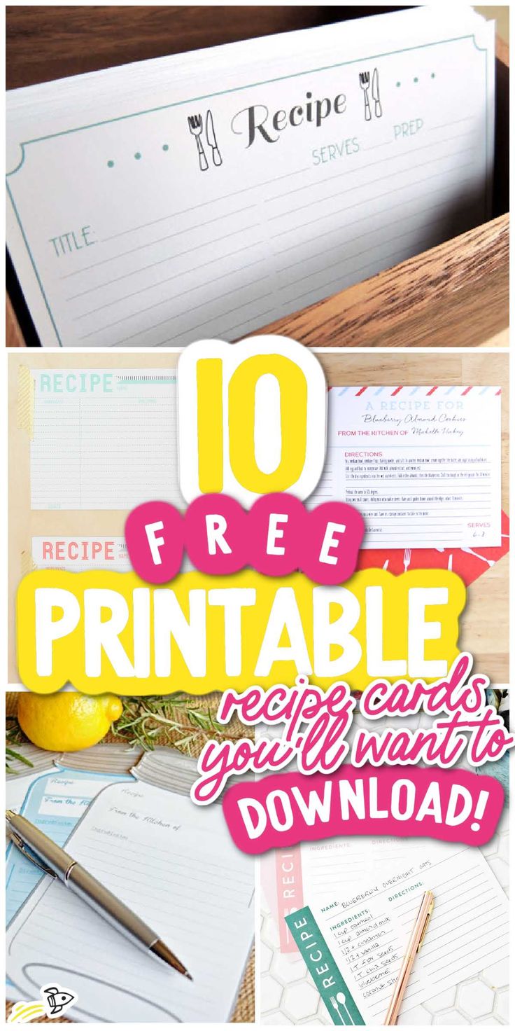 the top ten free printable recipe cards