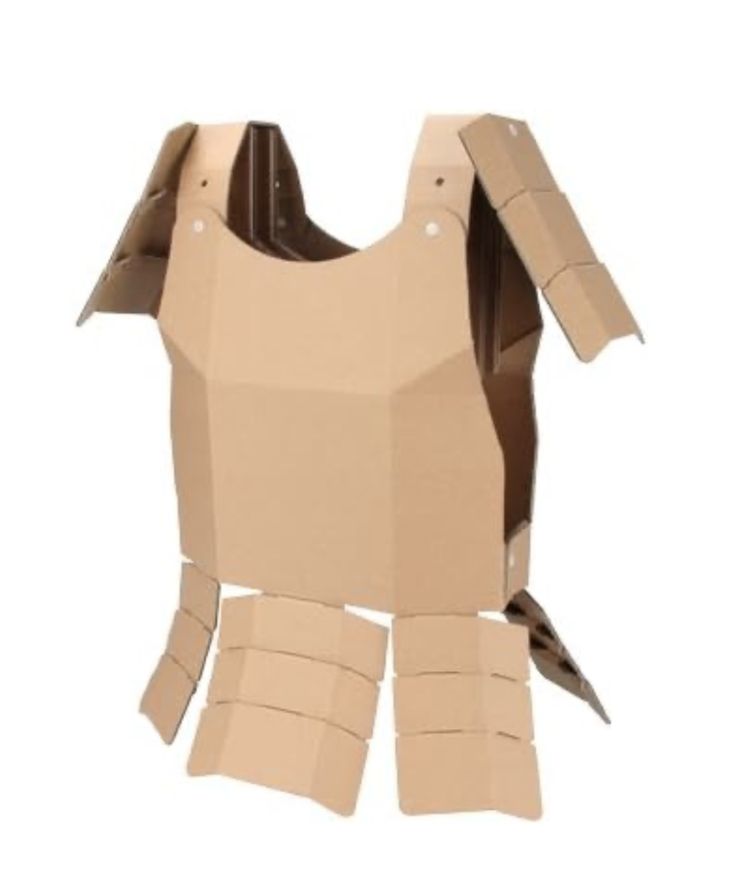 an origami paper model of a man's body and chest, made out of cardboard