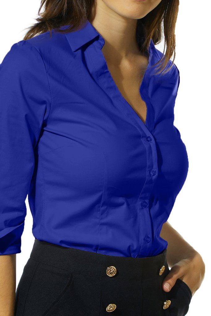 Half Sleeve Shirt With Button Closure, Solid Color Half Sleeve Shirt With Button Closure, Solid Color Half Sleeve Office Top, Office Half Sleeve Tops, Office Half-sleeve Solid Color Tops, Half Sleeve Shirt For Work, Half Sleeve Shirt For Workwear, Solid Shirt With Rolled Sleeves For Work, Solid Color Tops With Roll-up Sleeves For Office