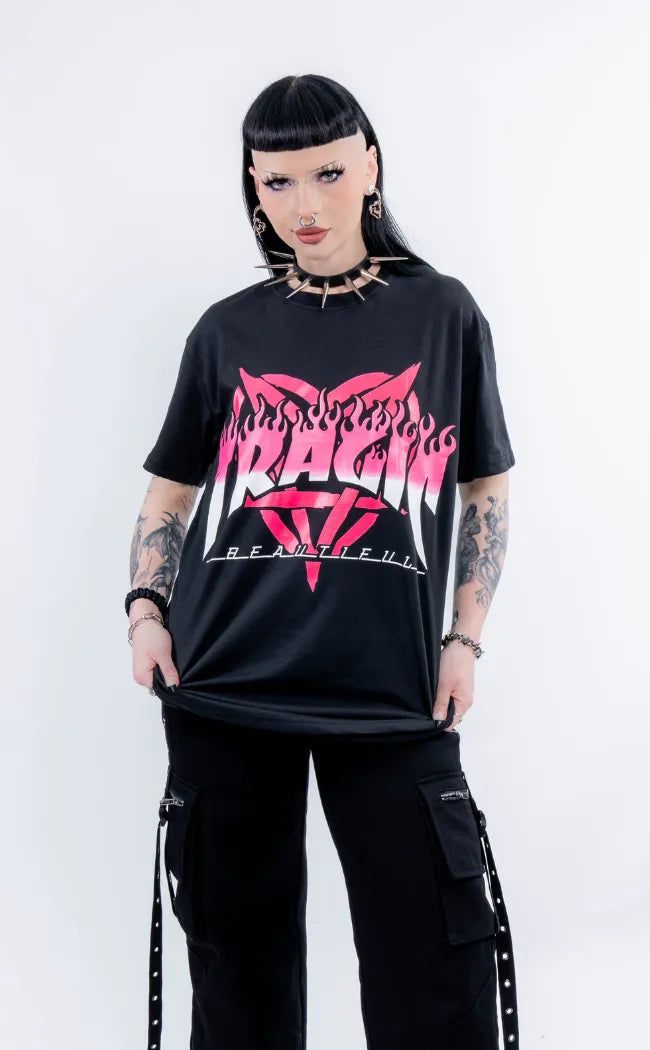 Show your allegiance in this rad oversized shirt designed exclusively for Tragic Beautiful by @brydiebrutal. Bringing us back to our emo roots with a hint of sk8ter boi vibe thrown in too. Available in sizes XS-5XL. We have plus sizes available here. These shirts are designed to be oversized for max comfort. Check the sizing chart for measurements or feel free to contact us for more assistance. Model 1 wears a size M Model 2 wears a size XS Made from high-quality fabric and screen printed with care. We produce ethically through building relationships with small businesses here and overseas that fit within our ethical framework. Fabric: 50% cotton and 50% polyester which has a slight stretch for a flattering and comfortable fit. Care Instructions: Hand wash. Do not bleach. Do not tumble dry Occult Fashion, Building Relationships, Animal Fur, Pink T Shirt, Pink Tshirt, Oversized T Shirt, Oversized Shirt, Oversized Tshirt, Alternative Fashion