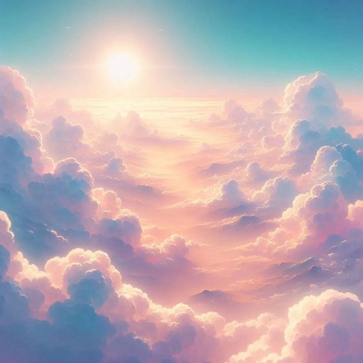 the sky is filled with clouds and bright sun