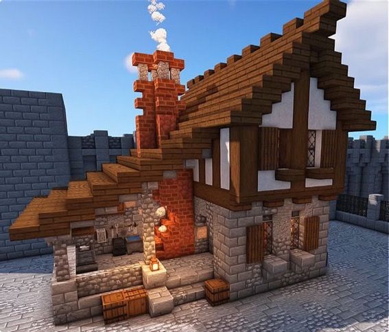 Minecraft Kale, Ashanti 2000's, Chalet Minecraft, Medieval Blacksmith, Ashanti Empire, Construction Minecraft, Case Minecraft, Minecraft Houses Survival, Rumah Minecraft Sederhana