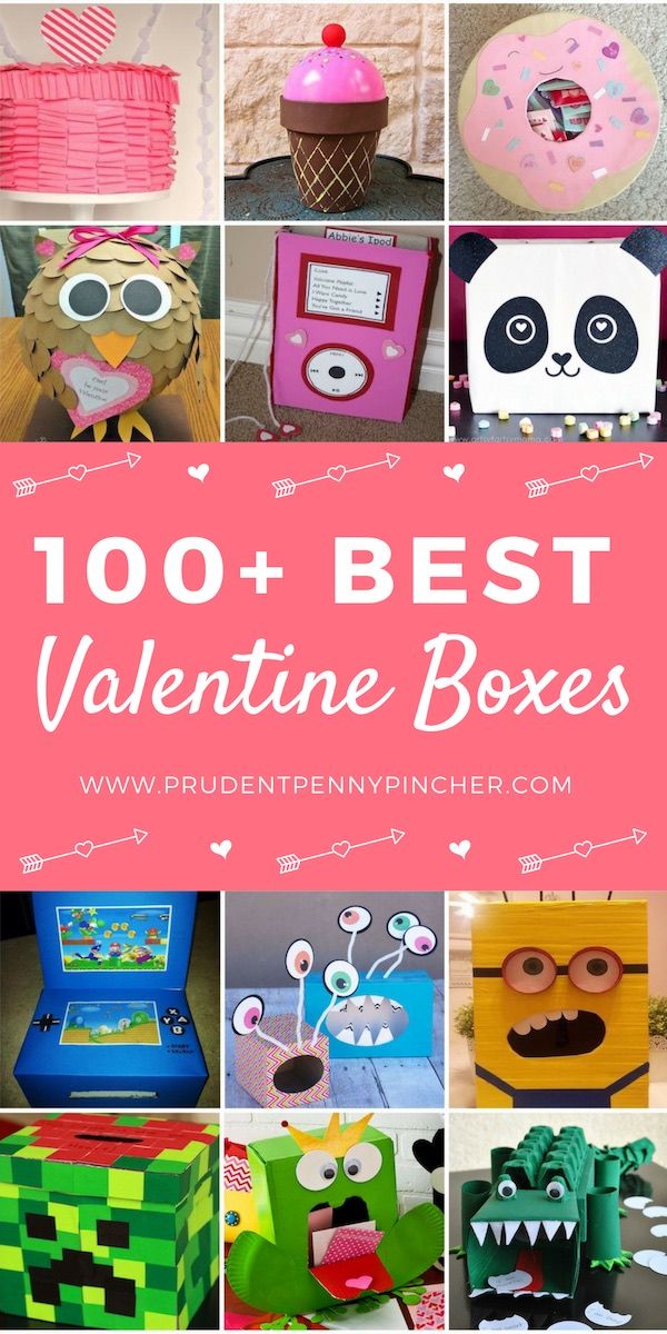 valentine boxes with the words 100 + best valentine boxes on it and pictures of different designs