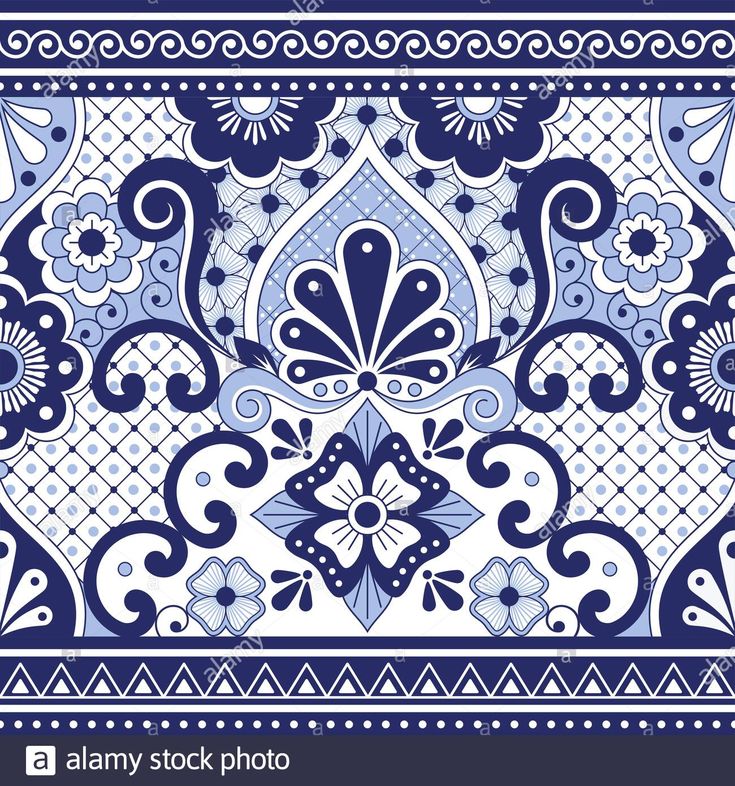 a blue and white ornamental ornament design