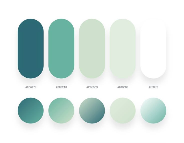 different shades of blue and green are shown in this graphic design guide for the color scheme