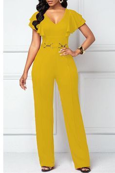 Unique Rave Outfits, V Neck Jumpsuit, Layered Fashion, Style Upgrade, Casual Jumpsuit, Flounce Sleeve, Jumpsuit Fashion, Rave Outfits, Dance Floor