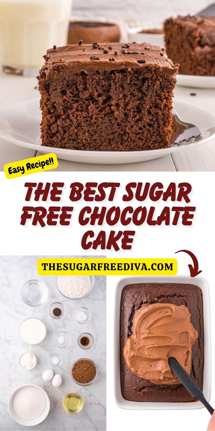 The Best Sugar Free Chocolate Cake Recipe! Chocolate Cake For Diabetics, Splenda Chocolate Cake, Diabetics Desserts, Sugar And Flour Free Desserts, Sugar Free Chocolate Cake Recipe, Splenda Desserts Sugar Free, Sugar Free Cake Frosting, Sugar Free Cake Mix Recipes Homemade, Sugarfree Cake Recipe