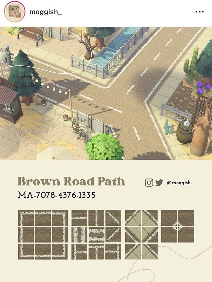 an image of the brown road path map in animal crossing simulators, which shows where you can walk