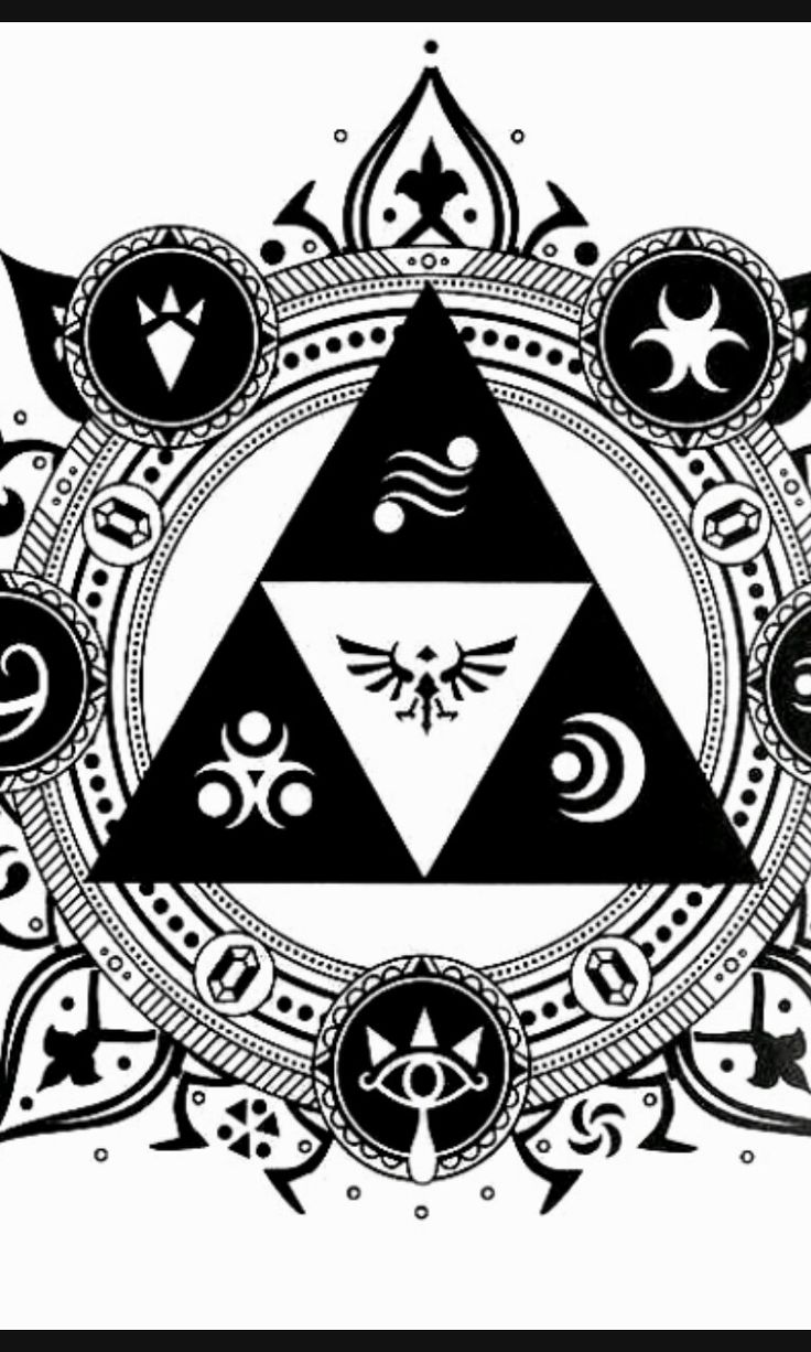 the legend of zelda's triforce symbol is shown in black and white